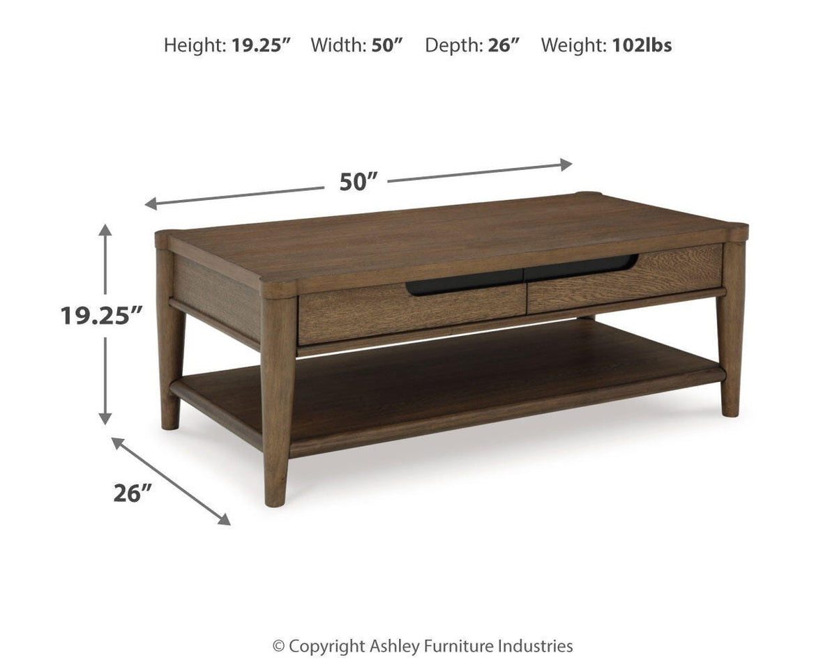 Roanhowe Coffee Table and 2 End Tables - T769T1 - approximate manufacturer dimensions (supplier image 10)