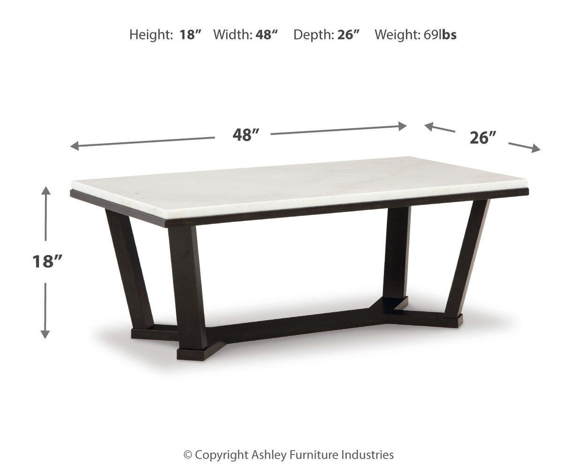 Fostead Coffee Table and 2 End Tables - T770T1 - approximate manufacturer dimensions (supplier image 9)