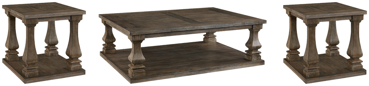 Johnelle Coffee Table Sets - T776T1 - product view or room setting; complete kit and included component views (supplier image 1)