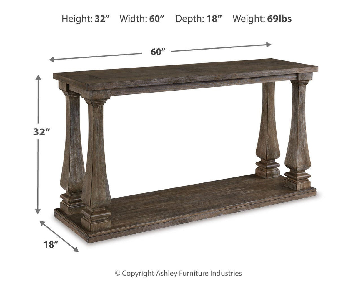 Johnelle Sofa Table - T776-4 - approximate manufacturer dimensions (supplier image 4)