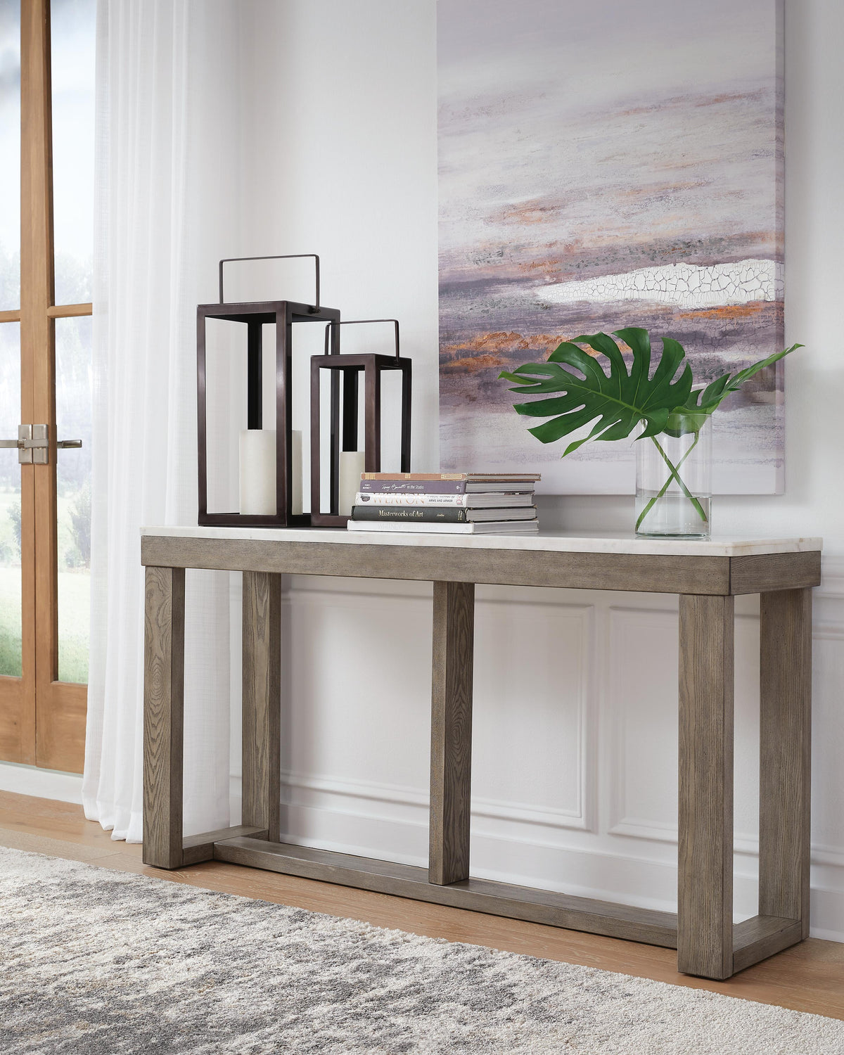 Loyaska Sofa Table - T789-4 - product view or room setting; only console table included (supplier image 2)