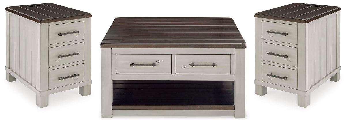 Darborn Lift-top Coffee Table and 2 Chairside End Tables - T796T1 - product view or room setting; complete kit and included component views (supplier image 1)