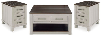Darborn Lift-top Coffee Table and 2 Chairside End Tables - T796T1 - product view or room setting; complete kit and included component views (supplier image 1)