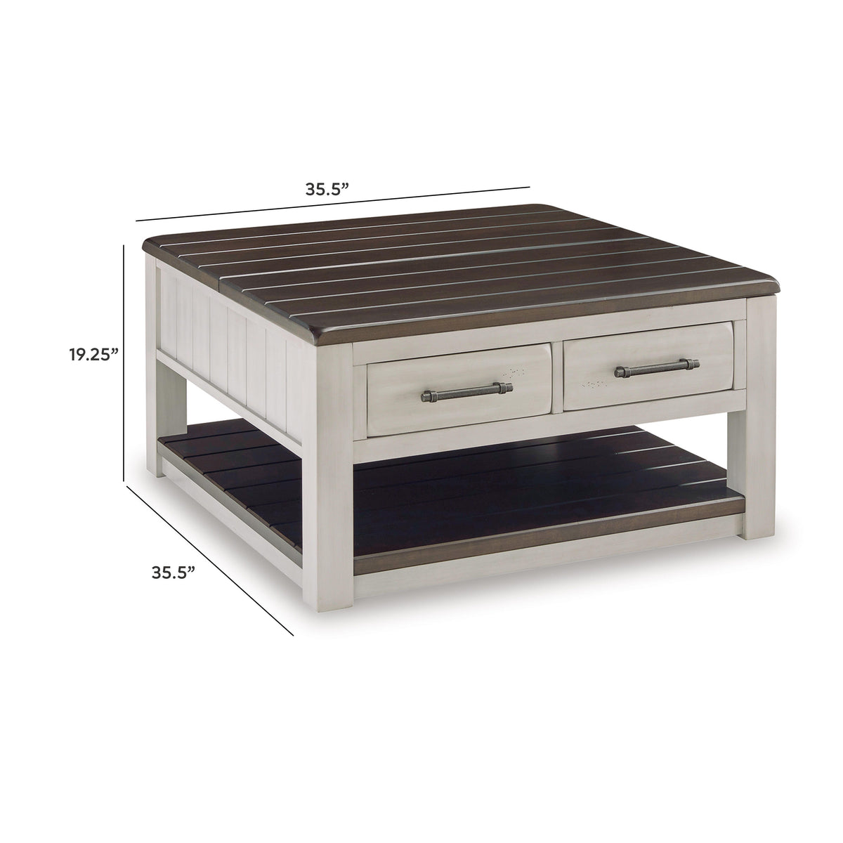 Darborn Lift-top Coffee Table and 2 Chairside End Tables - T796T1 - approximate manufacturer dimensions (supplier image 18)