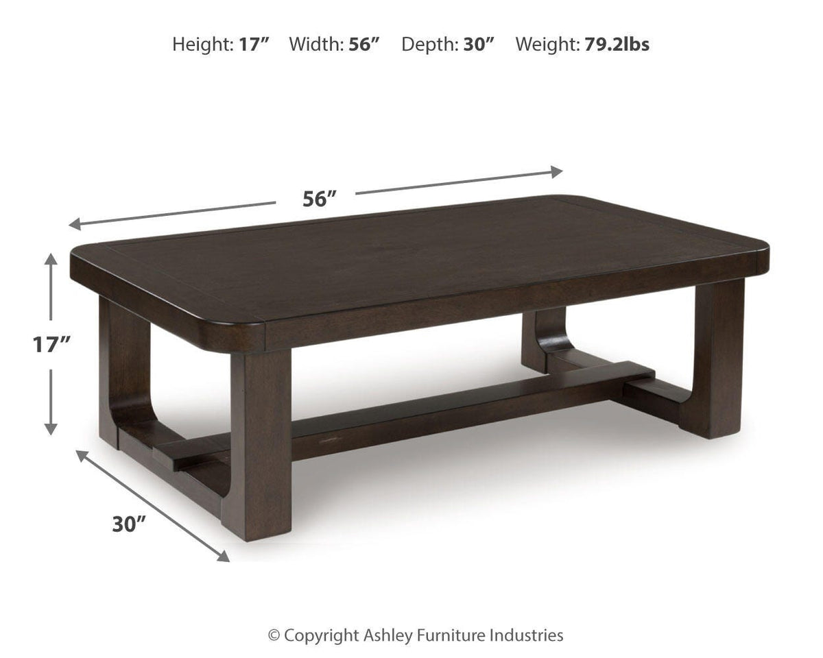 Breckington Coffee Table - T856-1 - approximate manufacturer dimensions (supplier image 8)