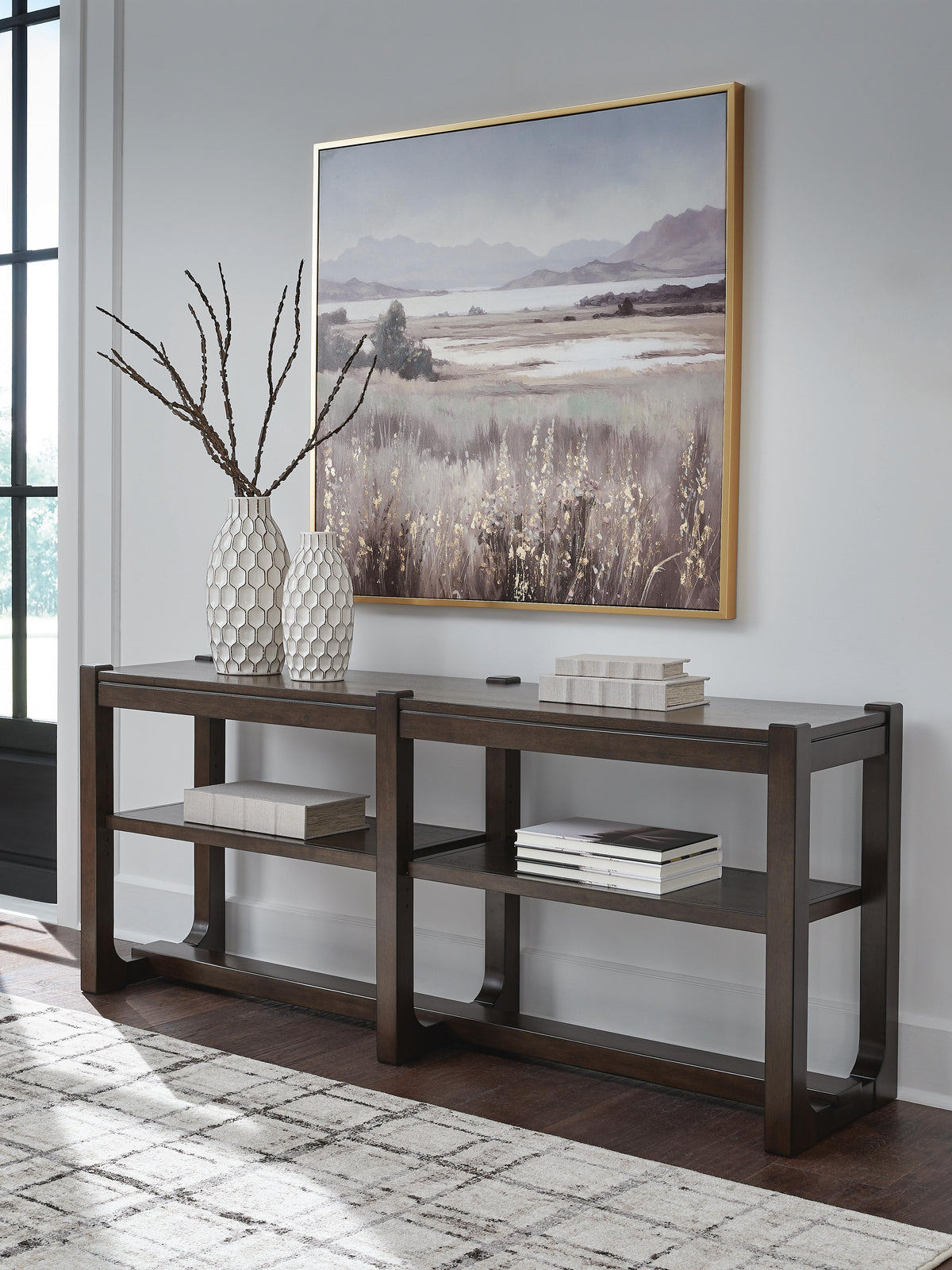 Breckington Sofa Table - T856-4 - product view or room setting; only console table included (supplier image 2)