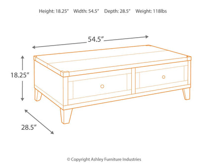 Todoe Coffee Table with Lift Top - T901-9 - approximate manufacturer dimensions (supplier image 4)
