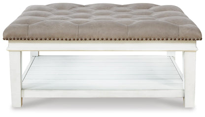 Kanwyn Upholstered Ottoman Coffee Table - T937-21 - product view or room setting; only coffee table included (supplier image 4)