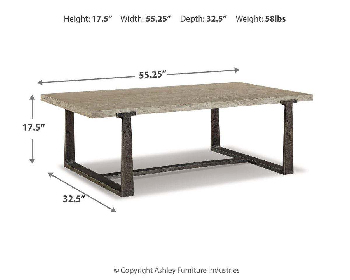 Dalenville Coffee Table - T965-1 - approximate manufacturer dimensions (supplier image 7)