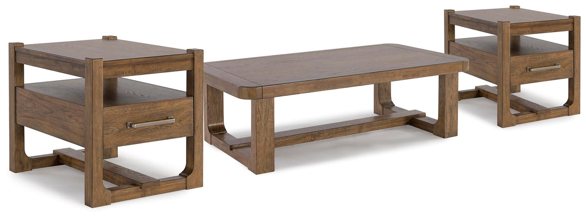 Cabalynn Coffee Table and 2 End Tables - T974T1 - product view or room setting; complete kit and included component views (supplier image 1)
