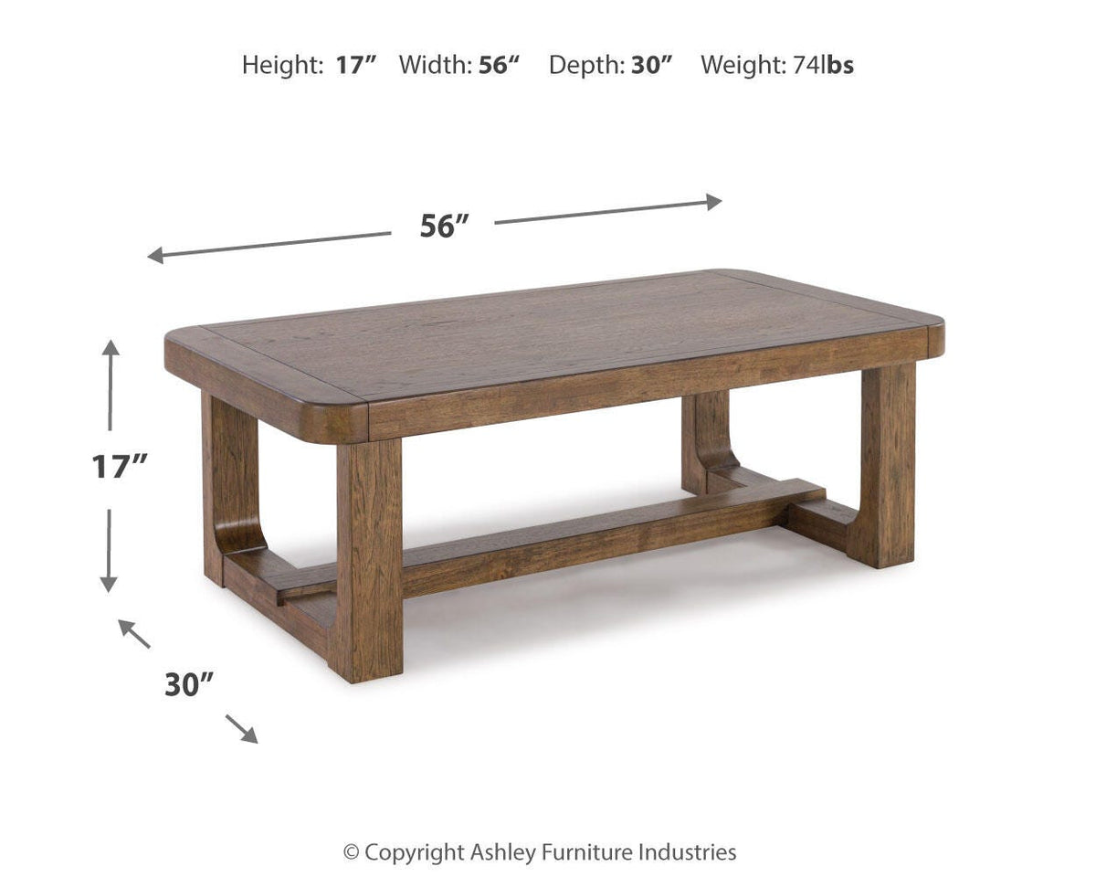 Cabalynn Coffee Table and 2 End Tables - T974T1 - approximate manufacturer dimensions (supplier image 14)