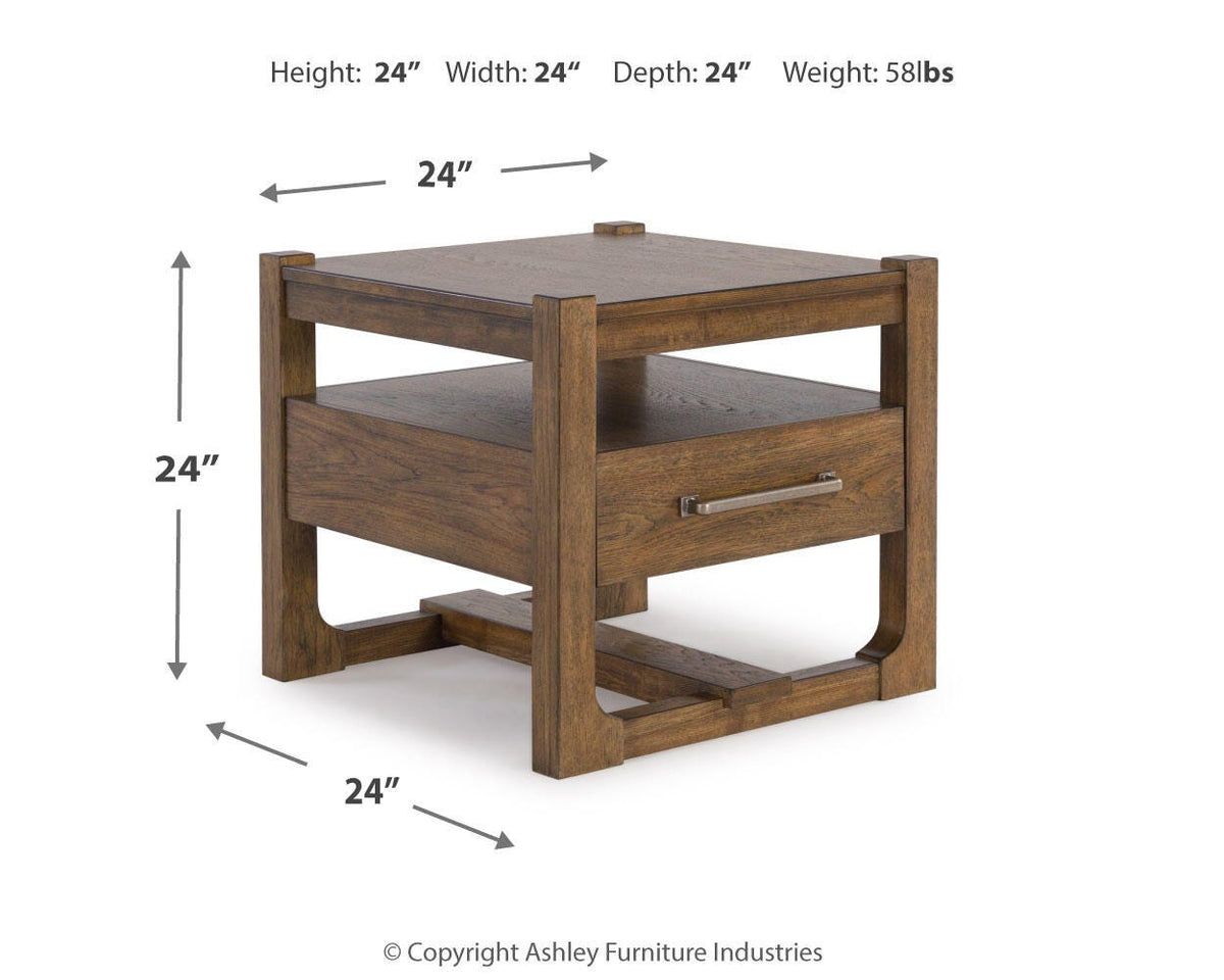 Cabalynn Coffee Table and 2 End Tables - T974T1 - approximate manufacturer dimensions (supplier image 15)