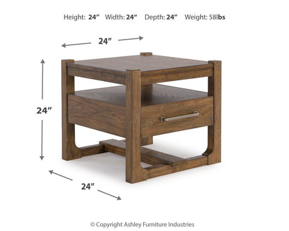 Cabalynn Coffee Table and 2 End Tables - T974T1 - approximate manufacturer dimensions (supplier image 15)