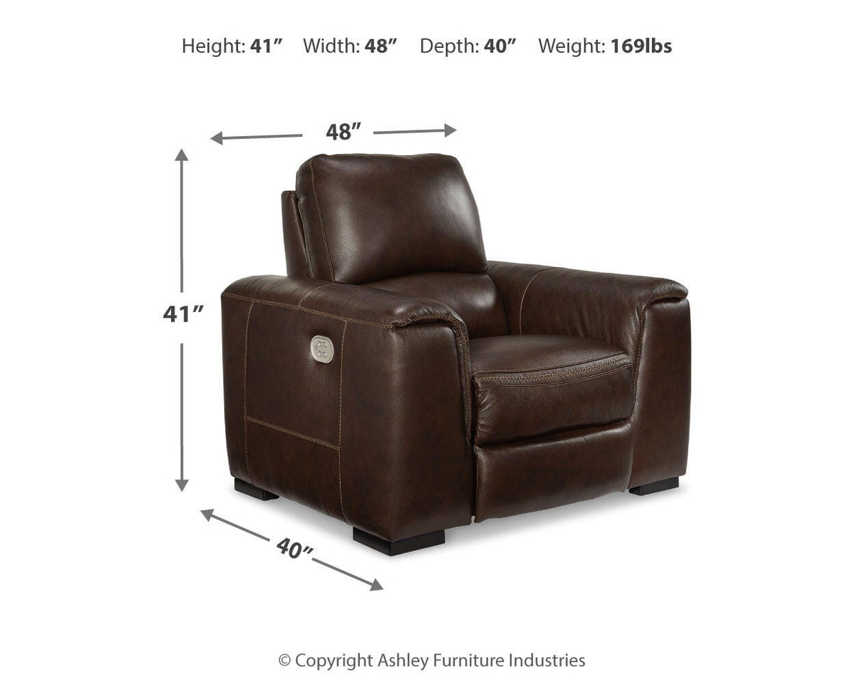 Alessandro Power Recliner - U2550213 - approximate manufacturer dimensions (supplier image 11)