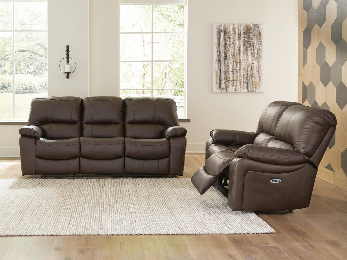 Leesworth sofa and loveseat set, Dark Brown, U43808U1: original manufacturer image; only listed sofa and loveseat included. Castillo Furniture, Philadelphia.
