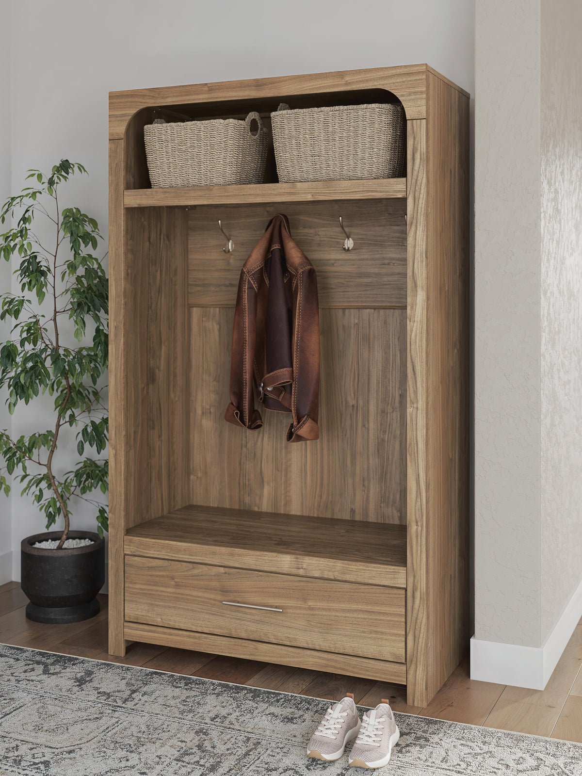 Dovander Hall Tree with Storage Bench - W1121-79 - product view or room setting; only storage included (supplier image 2)