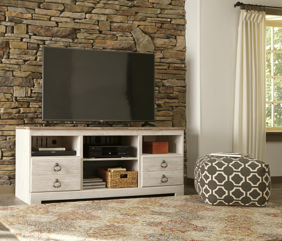 Willowton 64" TV Stand - W267-68 - product view or room setting; only tv stand included (supplier image 2)
