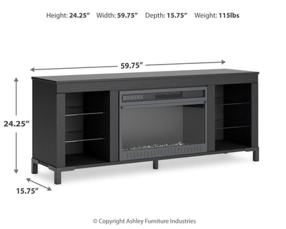Cayberry 60" TV Stand with Electric Fireplace - W2721-168 - approximate manufacturer dimensions (supplier image 16)