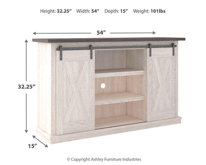 Dorrinson 54" TV Stand - W287-48 - approximate manufacturer dimensions (supplier image 3)