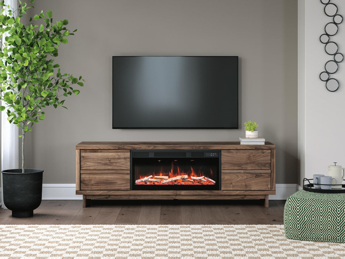 Zadilyn 72" TV Stand with Electric Fireplace - W3367W1 - product view or room setting; complete kit and included component views (supplier image 2)