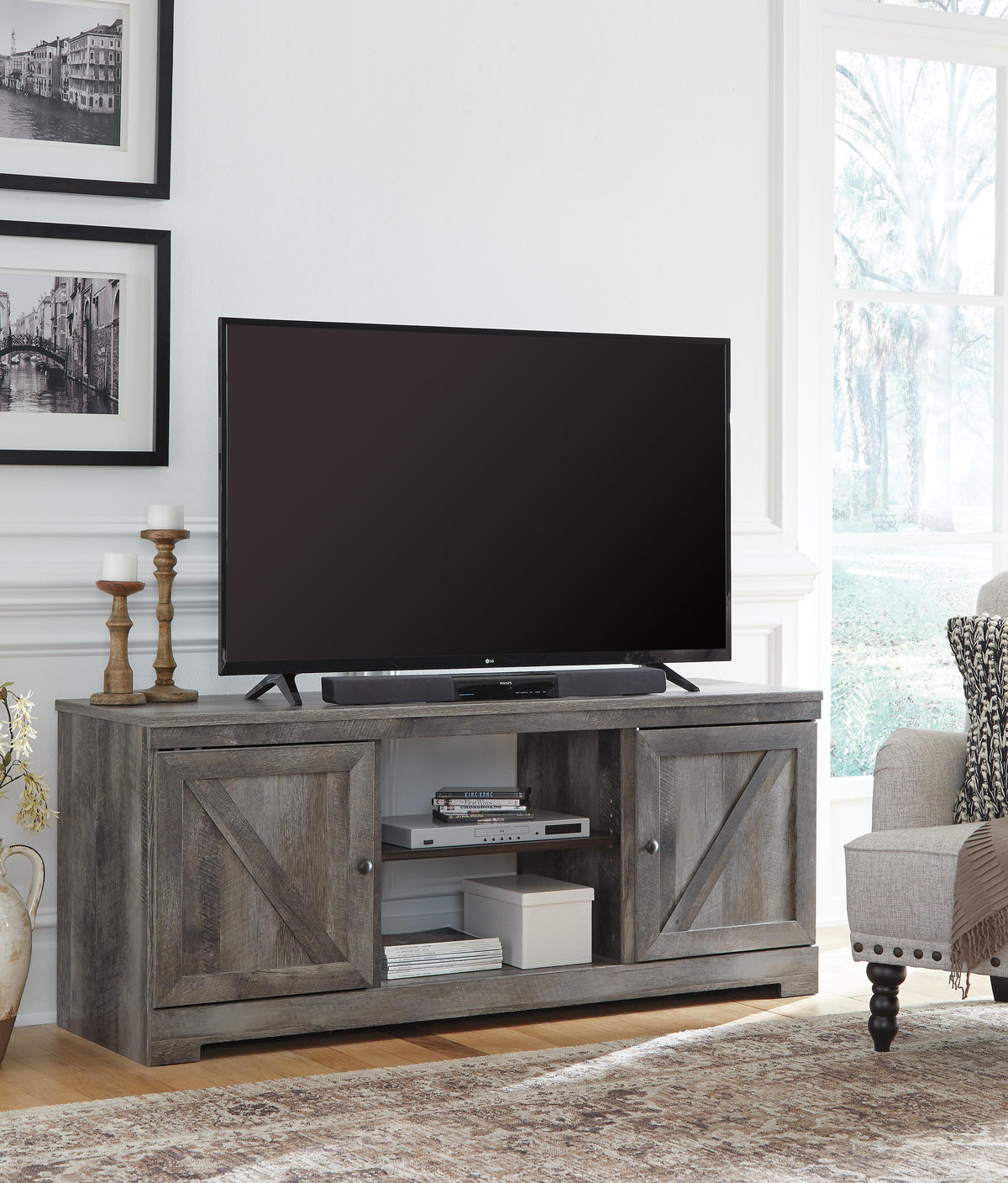 Wynnlow 63" TV Stand - W440-68 - product view or room setting; only tv stand included (supplier image 6)