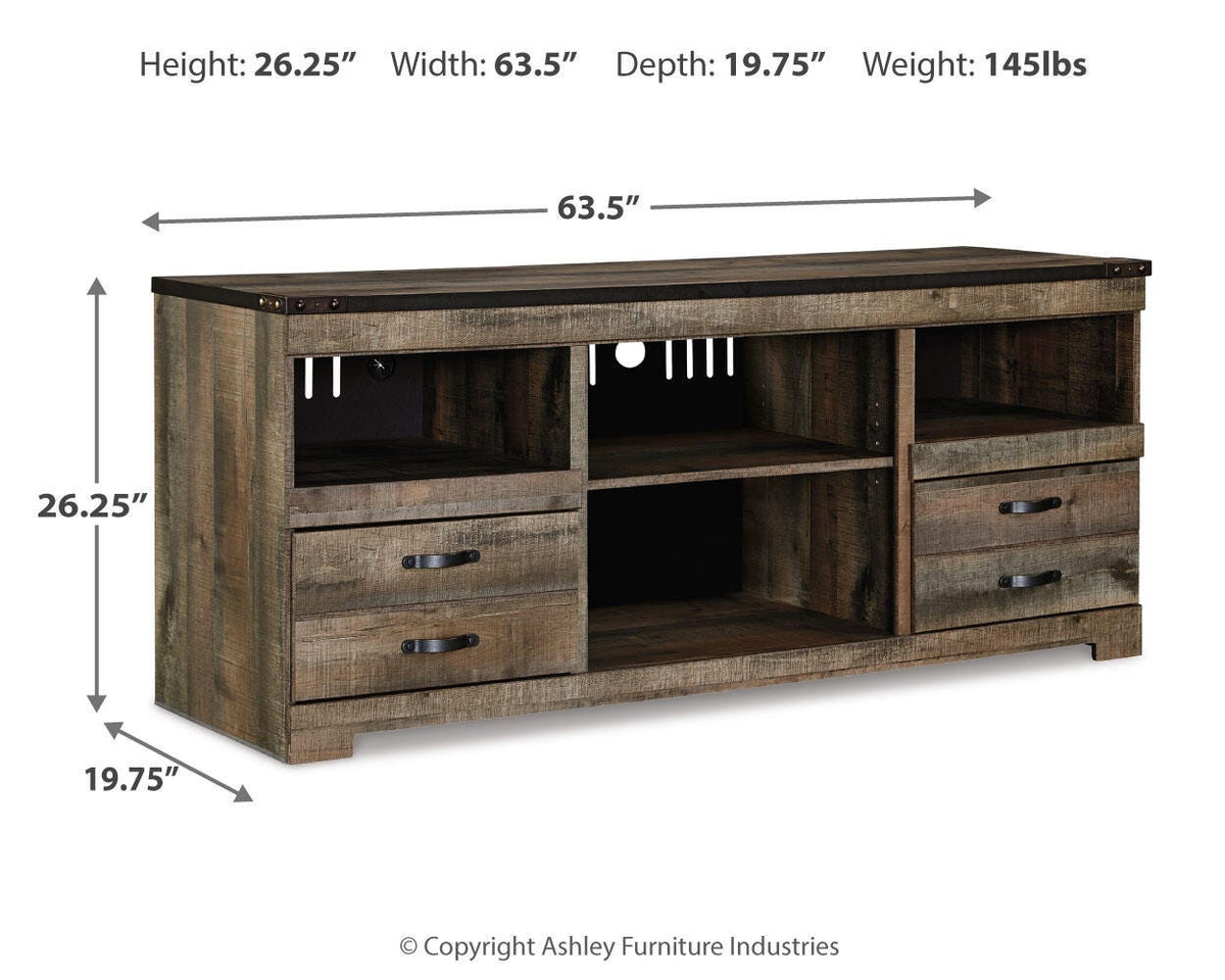 Trinell 63" TV Stand - W446-68 - approximate manufacturer dimensions (supplier image 3)