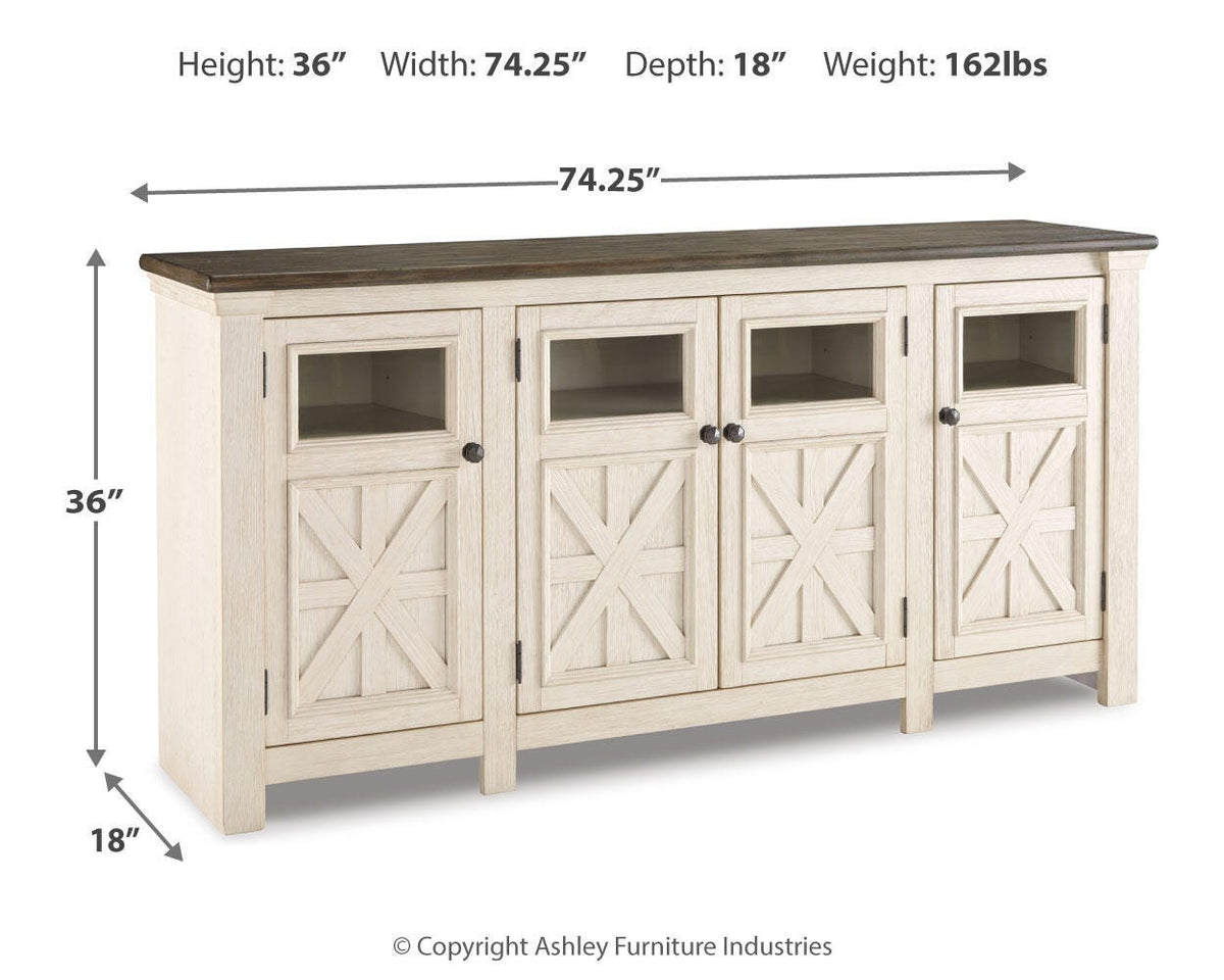 Bolanburg 74" TV Stand - W647-60 - approximate manufacturer dimensions (supplier image 4)