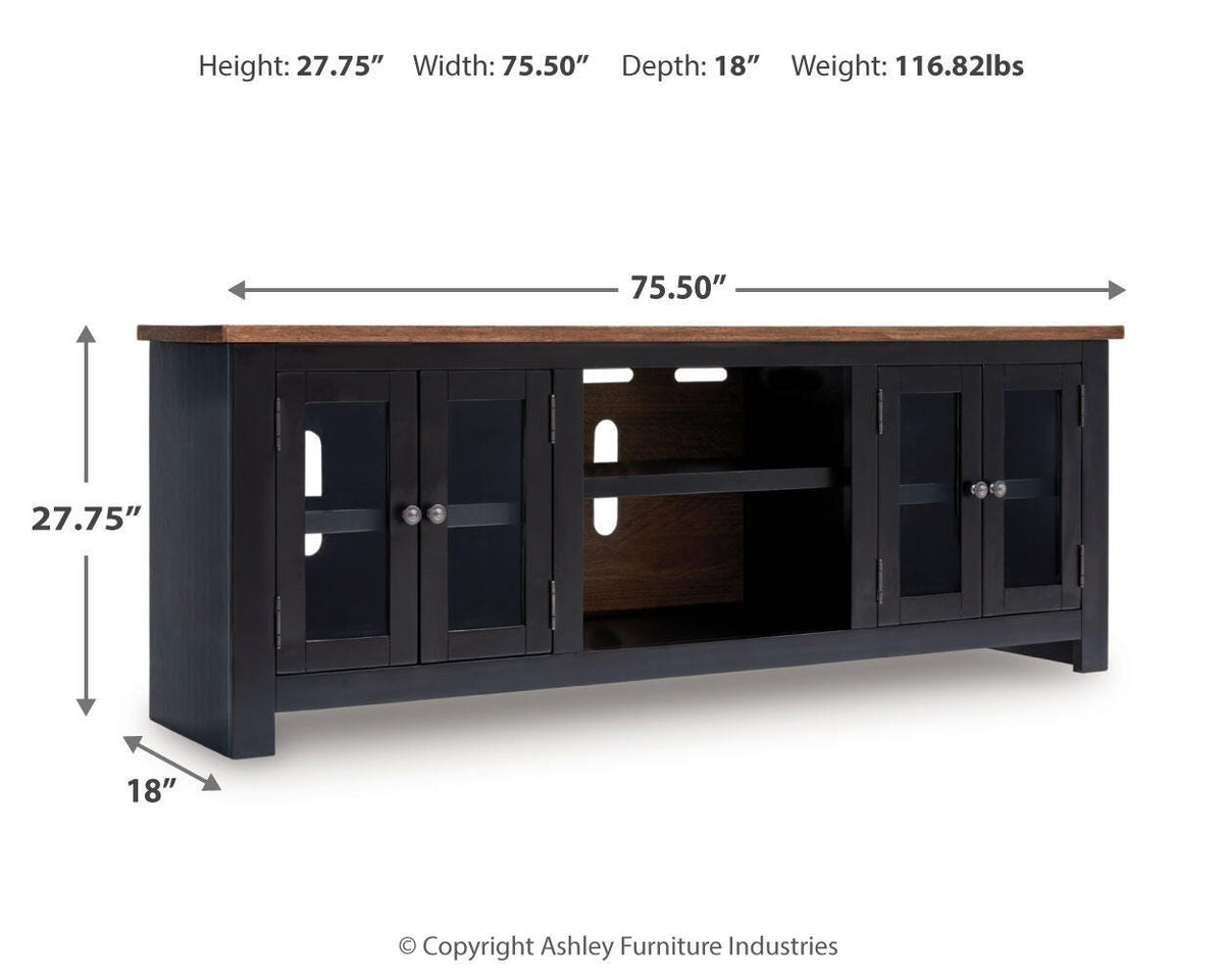 Wildenauer 76" TV Stand - W664-68 - approximate manufacturer dimensions (supplier image 9)