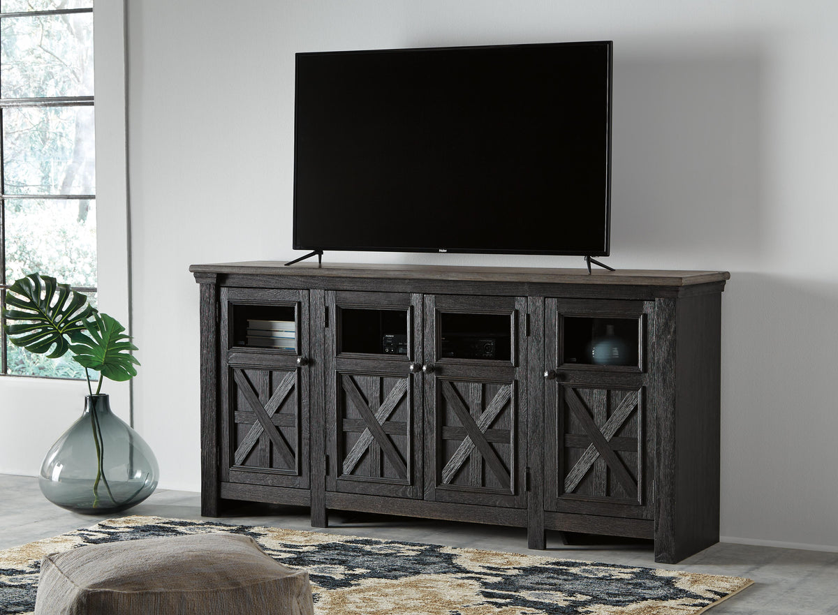 Tyler Creek 74" TV Stand - W736-68 - product view or room setting; only tv stand included (supplier image 2)