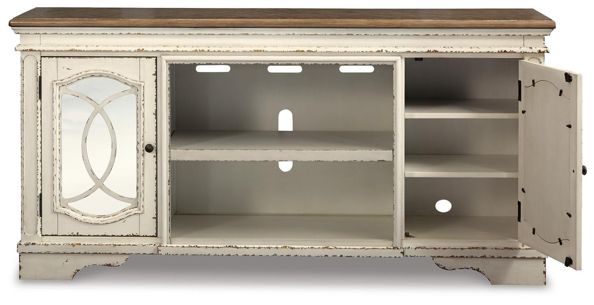 Realyn 74" TV Stand - W743-68 - product view or room setting; only tv stand included (supplier image 3)