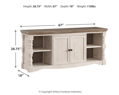 Havalance 67" TV Stand - W814-30 - approximate manufacturer dimensions (supplier image 4)