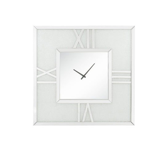 Noralie - Wall Clock With LED - Mirrored & Faux Diamonds