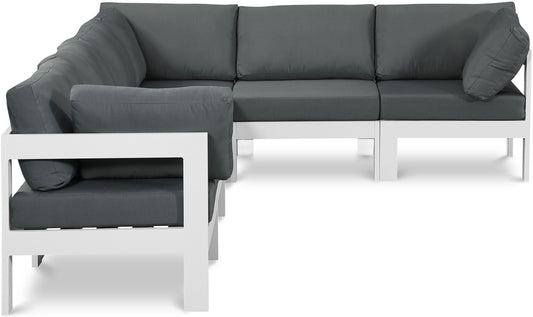 Nizuc - Outdoor Patio 6 Piece Modular Sectional With White Frame