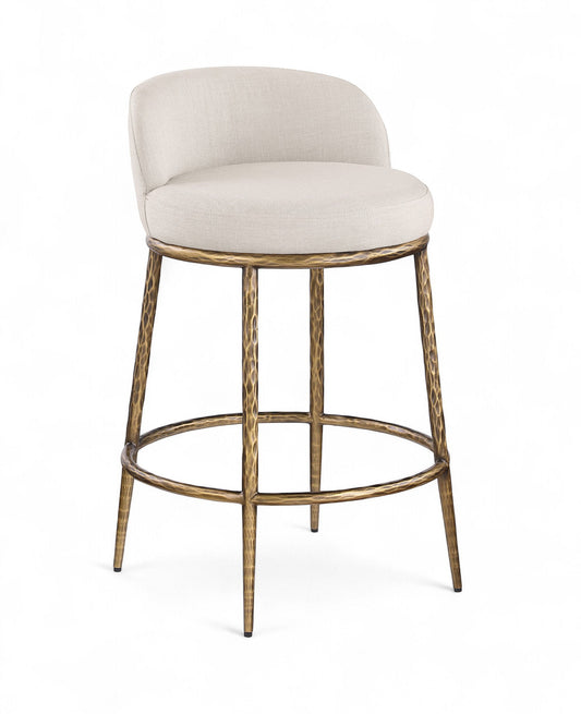 Ferro - Upholstered Counter Stool With Brushed Gold Base