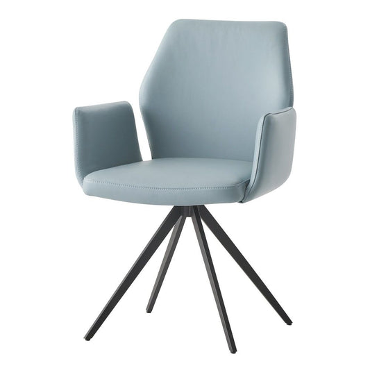 Segismunda - Arm Chair With Swivel - Light Blue Leather & Black