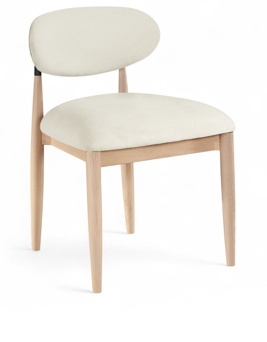 Riccio - Performance Fabric Upholstered Dining Side Chair (Set of 2) With Light Brown Legs - Cream