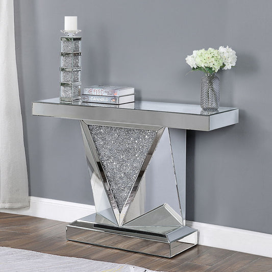 Noralie - 31"H Console Table - Mirrored & Faux Diamonds