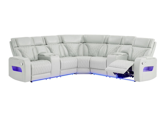 U8611 - Sectional With LED - Silver