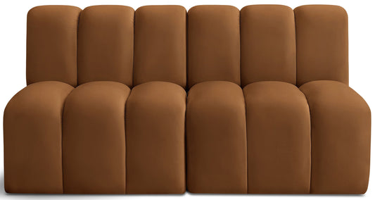 Arc - Velvet 2 Pieces Modular Sofa - Saddle