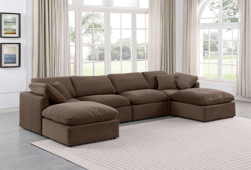 Indulge - Velvet 6 Piece Modular Double Chaise Sectional