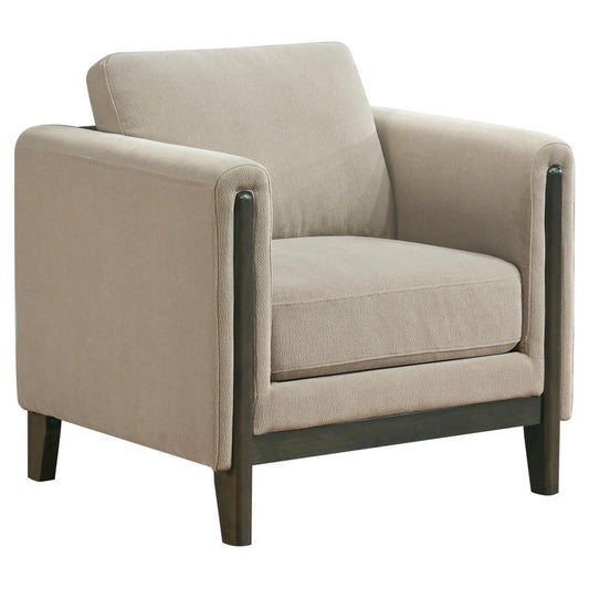 Islington - Fabric Upholstered Panel Arm Accent Chair - Taupe