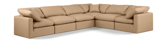 Indulge - Faux Leather 6 Piece Modular Corner Sectional - Tan