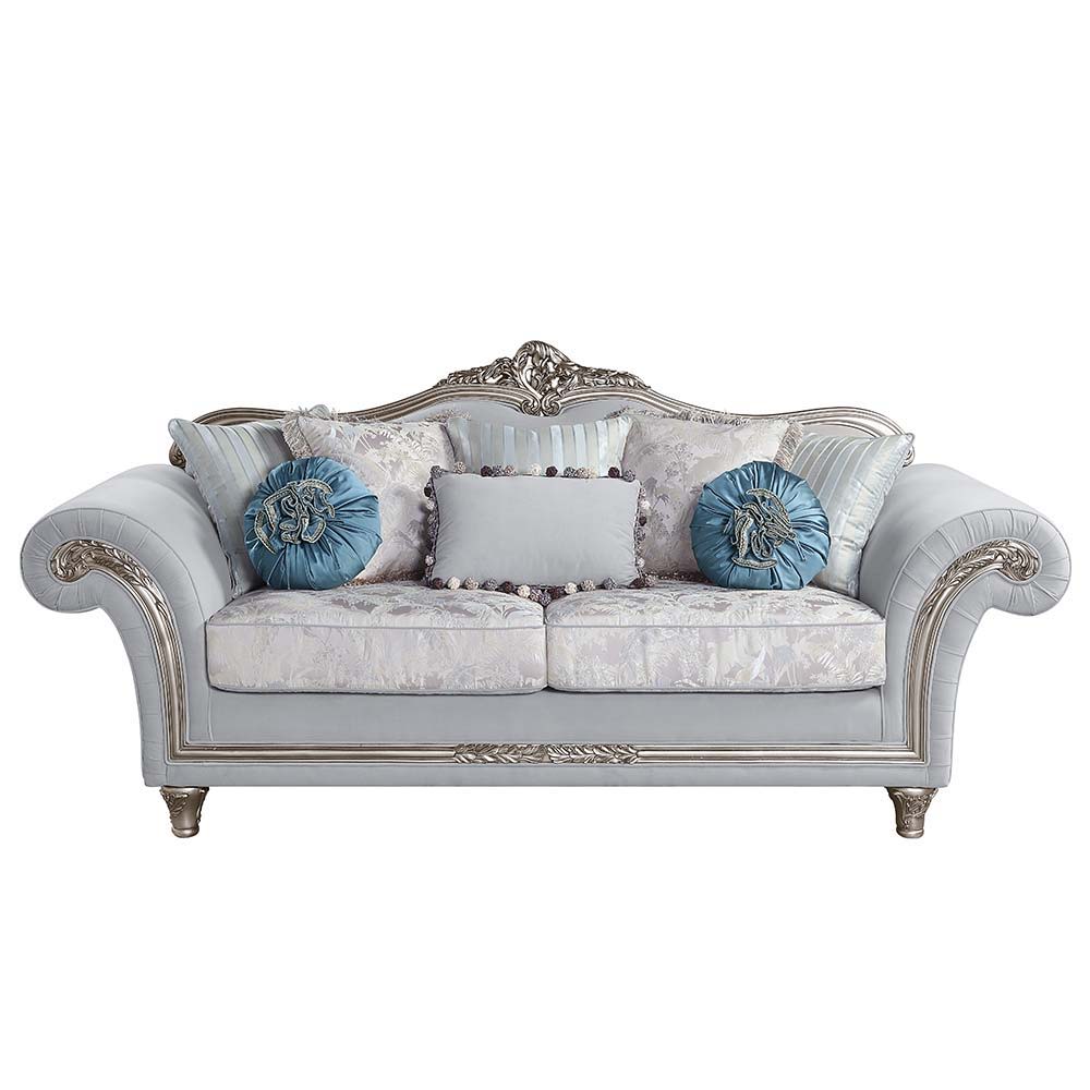 Pelumi - Sofa & Loveseat Set - Light Gray Linen & Platinum