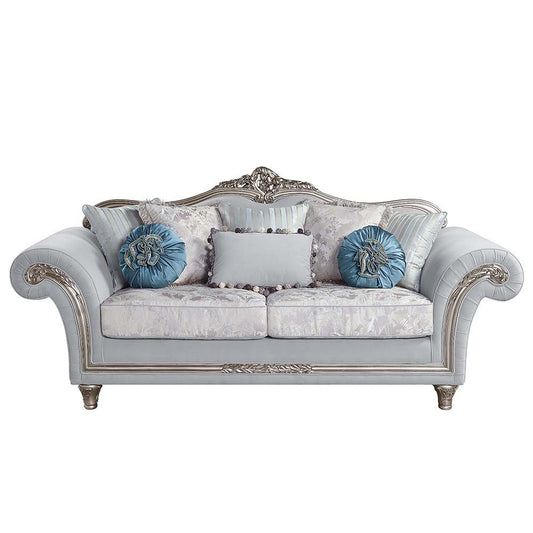Pelumi - Sofa & Loveseat Set - Light Gray Linen & Platinum
