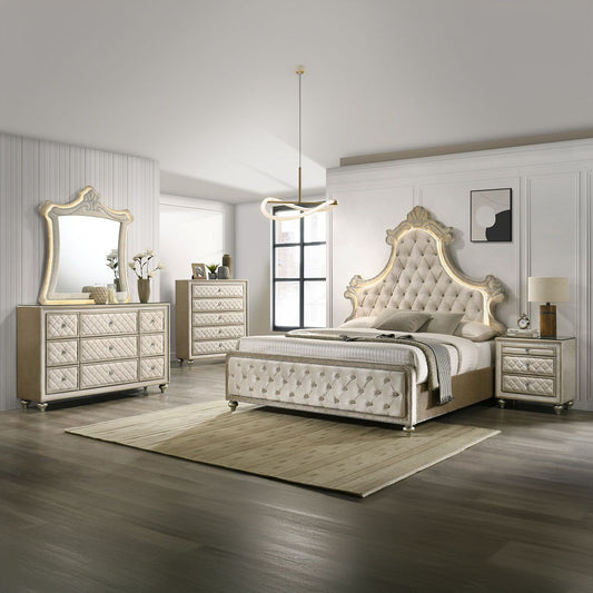 Lucienne - Bedroom Set - Beige Velvet
