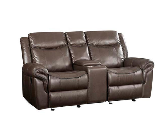 Lydia - Motion Loveseat With USB & Console - Brown Leather Aire