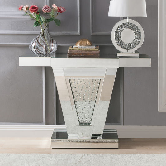 Nysa - 32"H Console Table - Mirrored & Faux Crystals