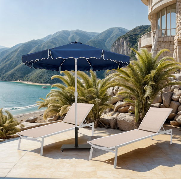 Amalfi - Aluminum Patio Umbrella - Black Base / White Pole