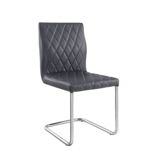 Ansonia - Side Chair (Set of 2) - Gray Synthetic Leather & Chrome