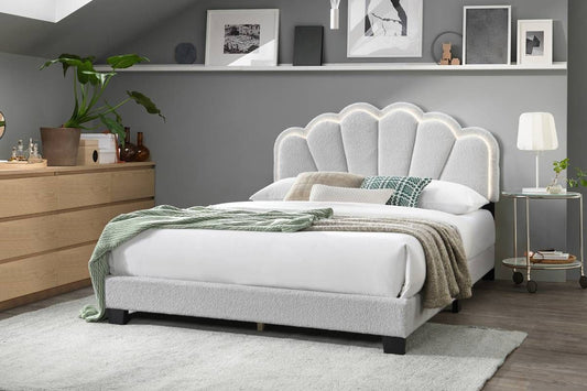 White LED Shell Queen Bed